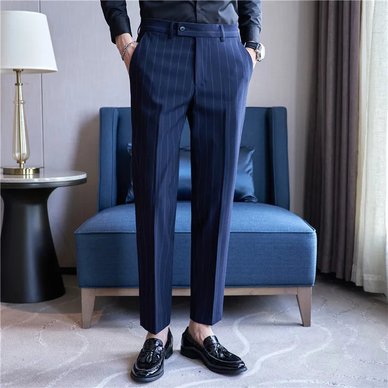 Pantalon de Costume à Rayures pour Hommes Syvon